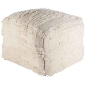 Apache Cream Wool Pouf by Livabliss