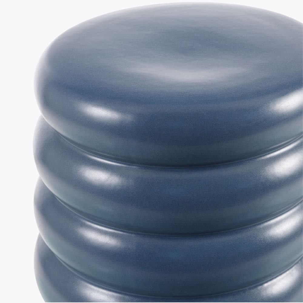 Bizen Blue Ceramic Garden Stool by Livabliss - Image 2