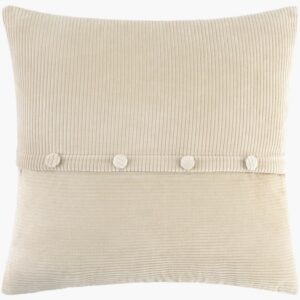 Corduroy Quarters Beige Pillow by Livabliss