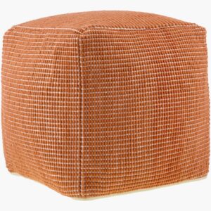 Chunky Grid Terracotta Wool Pouf by Livabliss