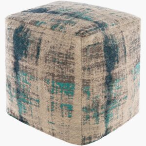 Dalen Aqua Polyester Pouf by Livabliss