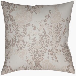 Moody Damask Light Gray Outdoor Pillow by Livabliss