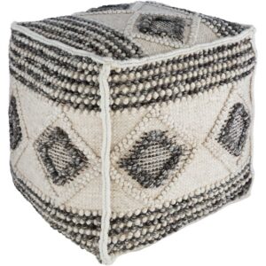 Hygge Black Wool Pouf by Livabliss