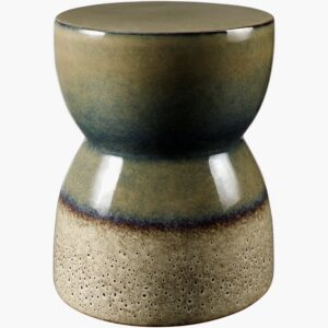 Hourglass Sage Ceramic Garden Stool by Livabliss
