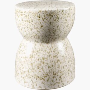 Hourglass Cream Ceramic Garden Stool by Livabliss