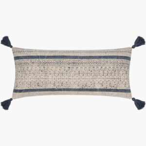 Janya Dark Blue Pillow by Livabliss