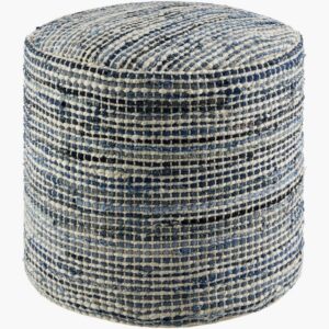 Kawe Midnight Blue Jute Pouf by Livabliss