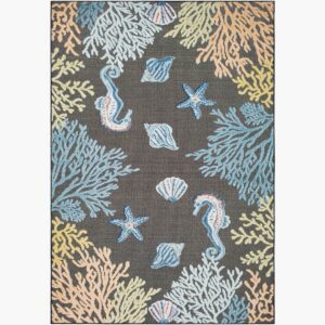 Lakeside Charcoal Outdoor Rug by Livabliss
