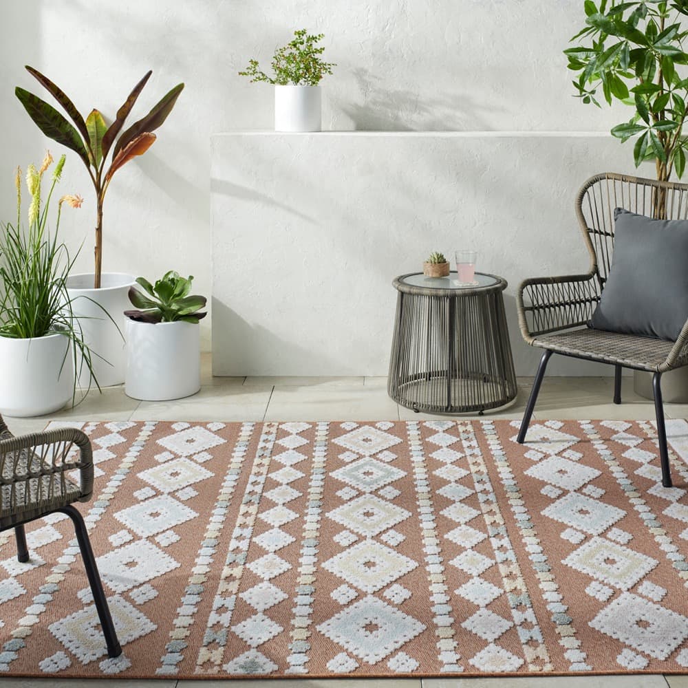 Lakeside Rust Outdoor Rug by Livabliss - Image 2
