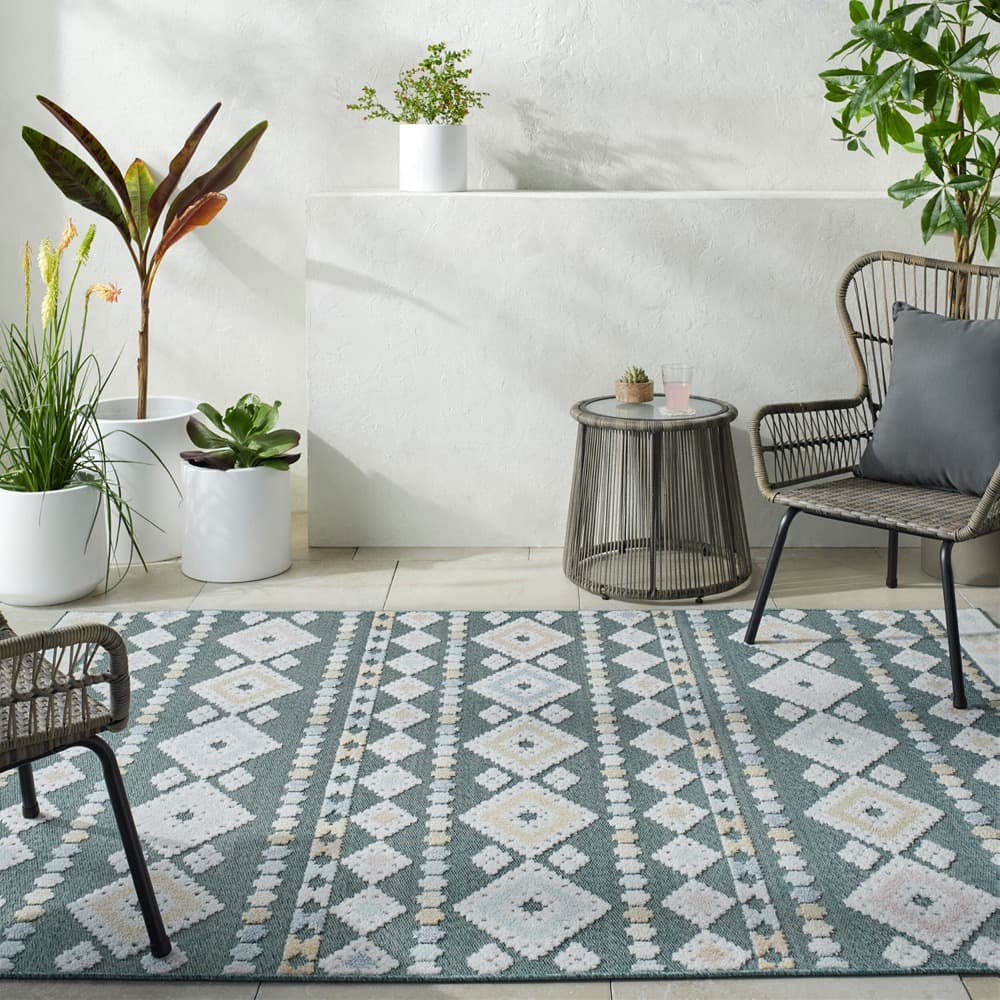 Lakeside Medium Green Outdoor Rug by Livabliss - Image 2
