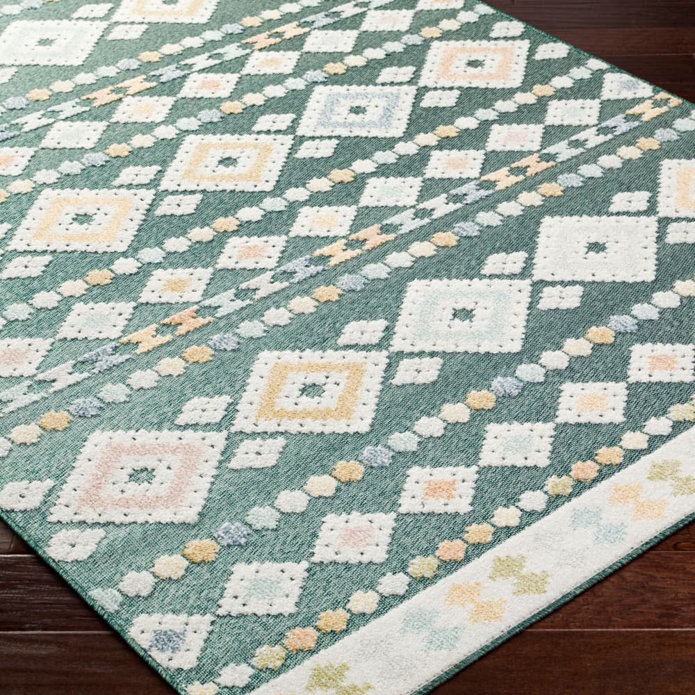 Lakeside Medium Green Outdoor Rug by Livabliss - Image 3