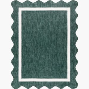 Miami Beach Dark Green Outdoor Rug by Livabliss