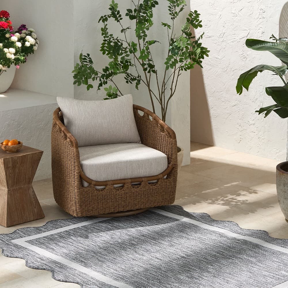 Miami Beach Charcoal Outdoor Rug by Livabliss - Image 2
