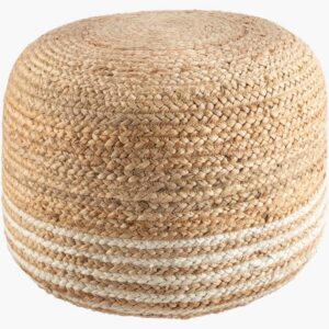 Minsk Beige Jute Pouf by Livabliss