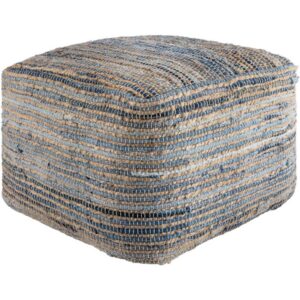 Patrik Denim Blue Cotton Pouf by Livabliss