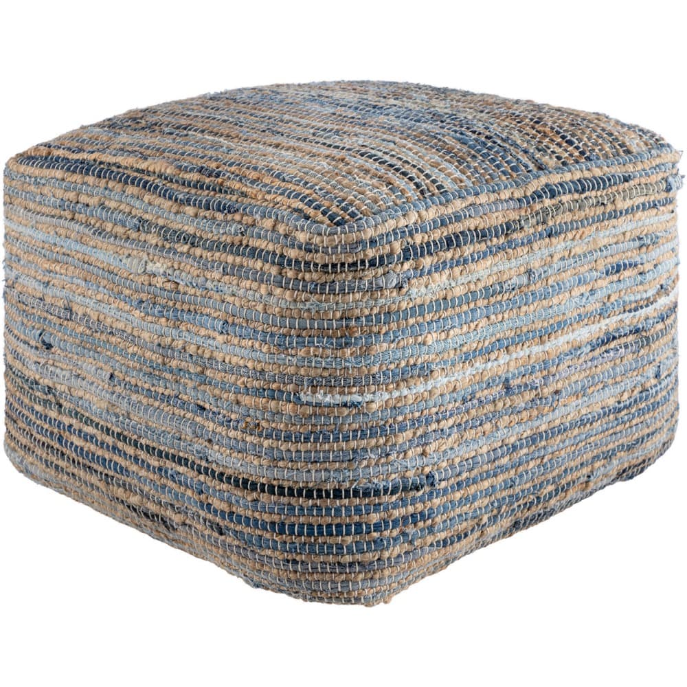Patrik Denim Blue Cotton Pouf by Livabliss