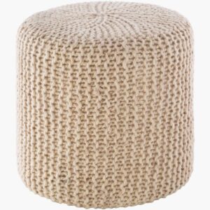 Prado Ivory Wool Pouf by Livabliss