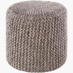 Prado Light Brown Wool Pouf by Livabliss