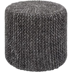 Prado Charcoal Wool Pouf by Livabliss