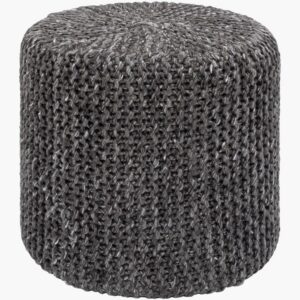 Prado Charcoal Wool Pouf by Livabliss