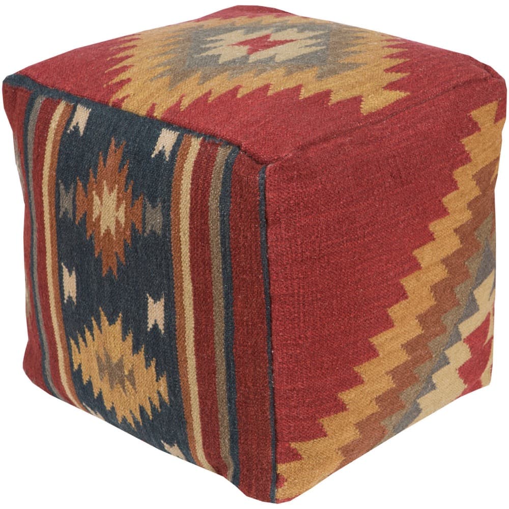 Frontier Dark Blue Wool Pouf by Livabliss