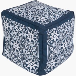 Rain Navy Indoor/Outdoor Pouf by Livabliss