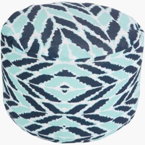 Rain Dark Blue Indoor/Outdoor Pouf by Livabliss
