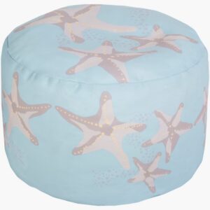 Rain Ice Blue Indoor/Outdoor Pouf by Livabliss