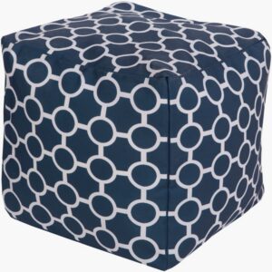Rain Dark Blue Indoor/Outdoor Pouf by Livabliss