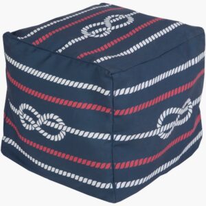 Rain Navy Indoor/Outdoor Pouf by Livabliss