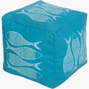 Rain Aqua Indoor/Outdoor Pouf by Livabliss