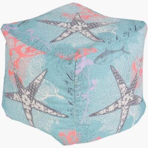 Rain Aqua Indoor/Outdoor Pouf by Livabliss