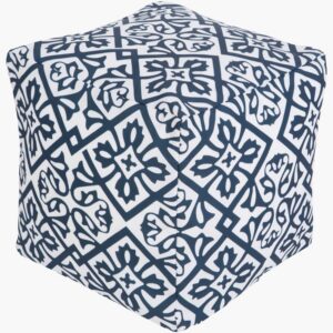 Rain Navy Indoor/Outdoor Pouf by Livabliss
