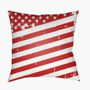 Americana III Crimson Outdoor Pillow by Livabliss