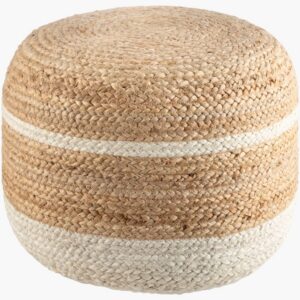 Saratov Beige Jute Pouf by Livabliss