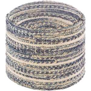 Tresse Dark Blue Jute Pouf by Livabliss