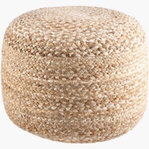 Yaroslave Beige Jute Pouf by Livabliss