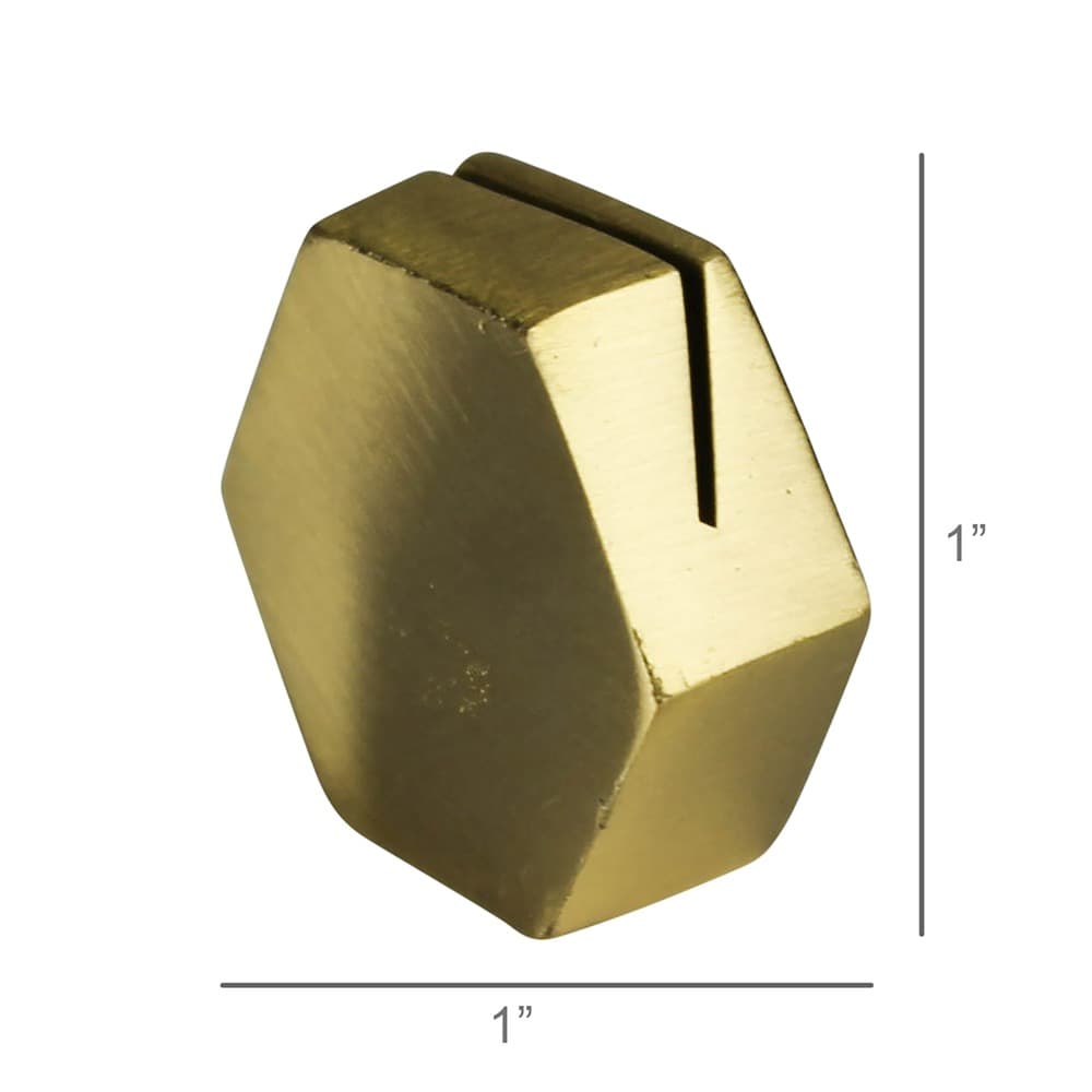 Hexagon Brass Place Card Holders Set of 2 by HomArt - Image 2