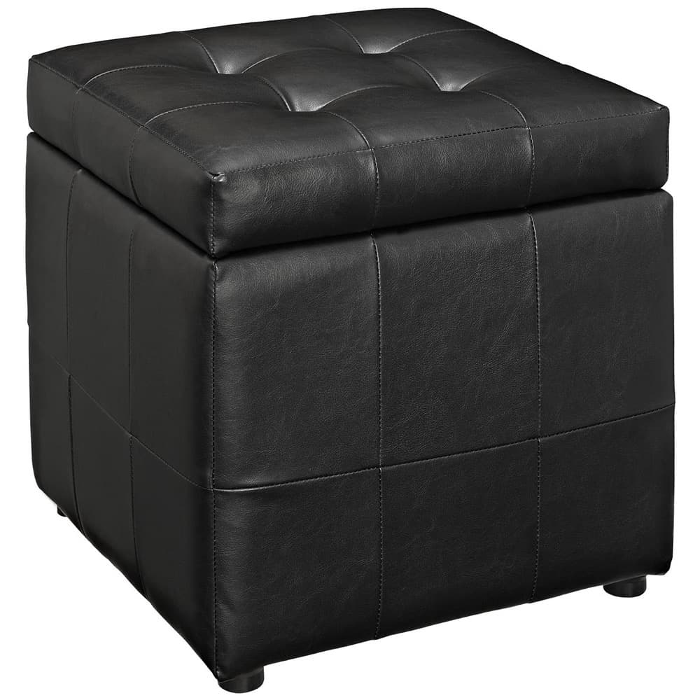 Volt Storage Upholstered Vinyl Ottoman in Black by Modway
