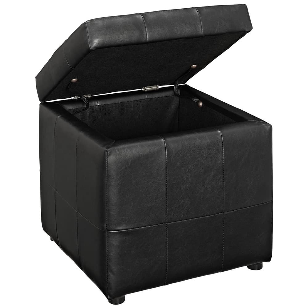 Volt Storage Upholstered Vinyl Ottoman in Black by Modway - Image 3