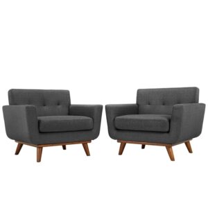 Engage Wood Armchair Set of 2 in Gray by Modway