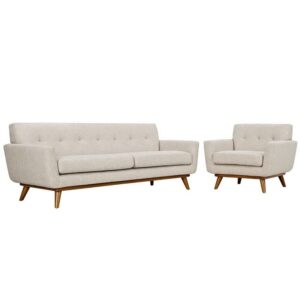 Engage Armchair and Sofa Set of 2 in Beige by Modway