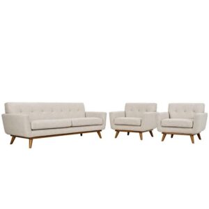 Engage Armchairs and Sofa Set of 3 in Beige by Modway