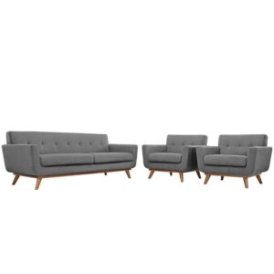 Engage Armchairs and Sofa Set of 3 in Expectation Gray by Modway