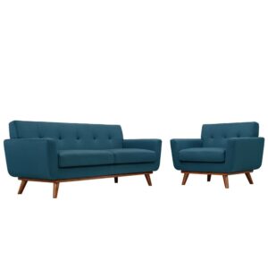 Engage Armchair and Loveseat Set of 2 in Azure by Modway