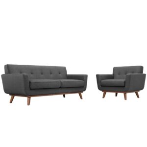 Engage Armchair and Loveseat Set of 2 in Gray by Modway
