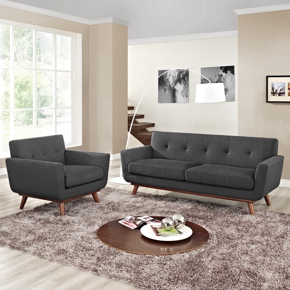 Engage Armchair and Loveseat Set of 2 in Gray by Modway - Image 6