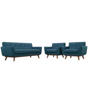 Engage Armchairs and Loveseat Set of 3 in Azure by Modway
