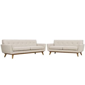 Engage Loveseat and Sofa Set of 2 in Beige by Modway