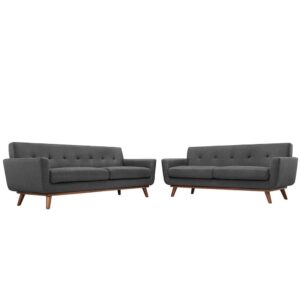 Engage Loveseat and Sofa Set of 2 in Gray by Modway